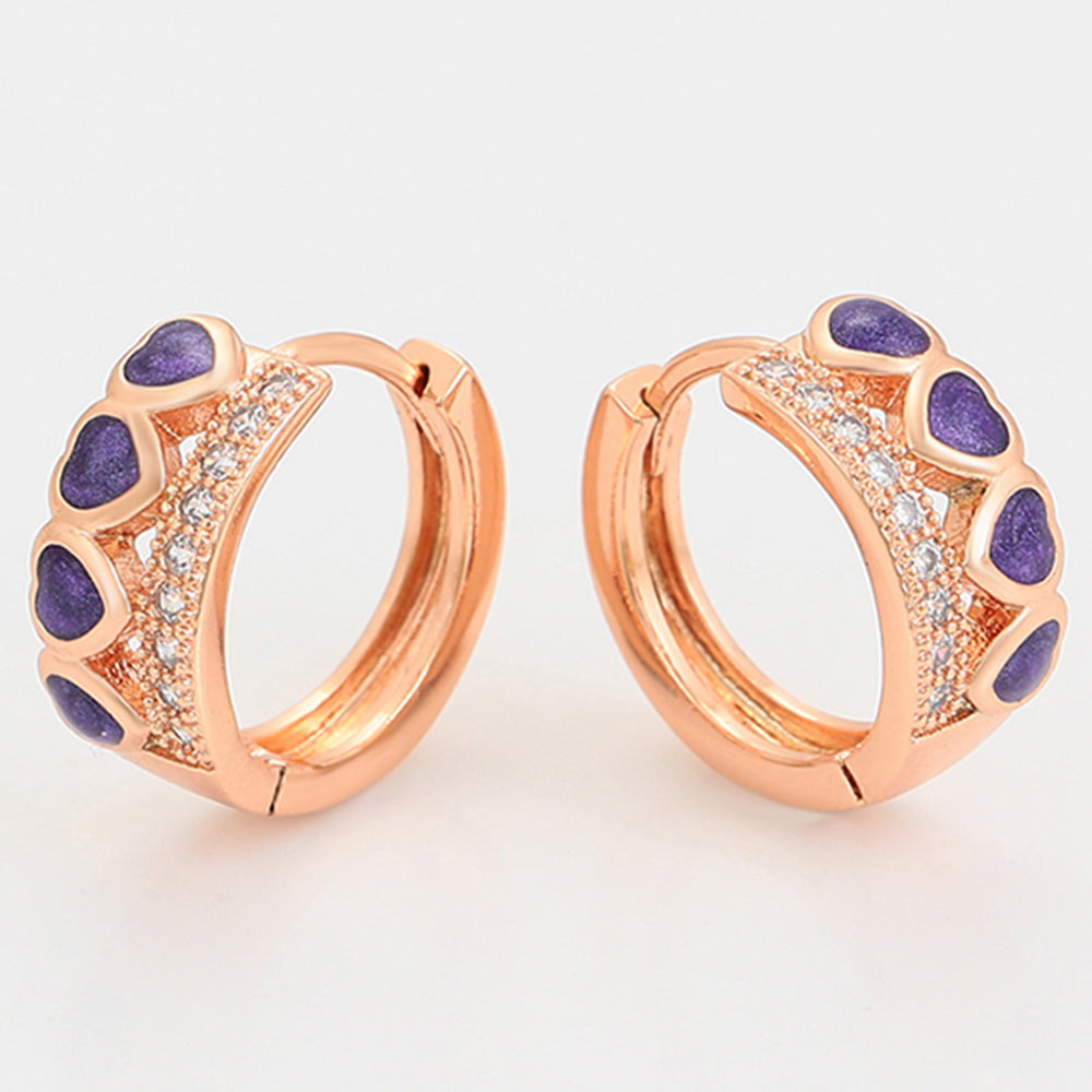 Arany tónusú Emporia Ötvözetű Szett Lila Emporia® Kristállyal ( Fülbevaló+Gyűrű ) 3 