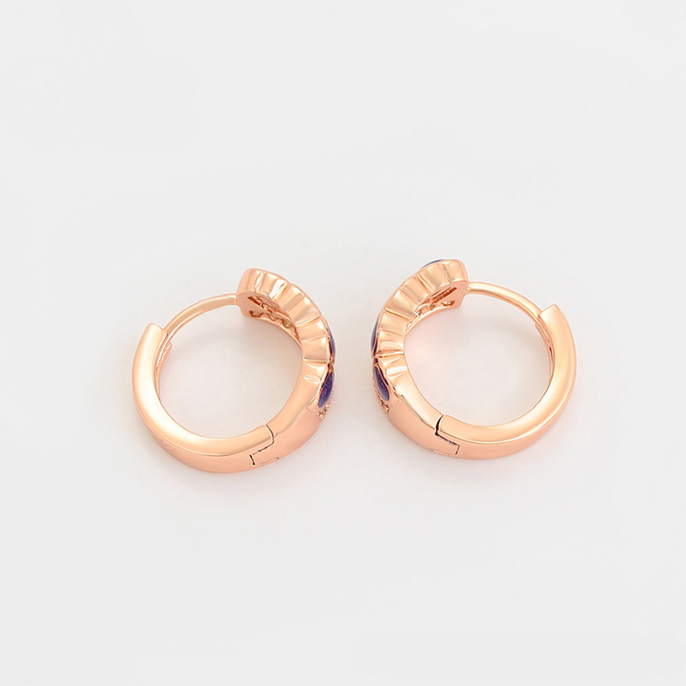 Arany tónusú Emporia Ötvözetű Szett Lila Emporia® Kristállyal ( Fülbevaló+Gyűrű ) 5 