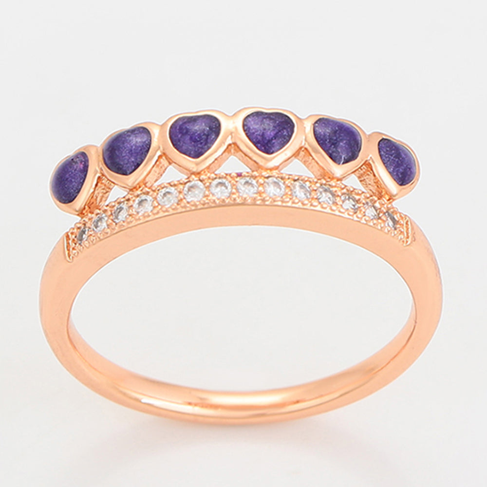 Arany tónusú Emporia Ötvözetű Szett Lila Emporia® Kristállyal ( Fülbevaló+Gyűrű ) 7 