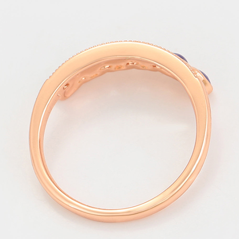 Arany tónusú Emporia Ötvözetű Szett Lila Emporia® Kristállyal ( Fülbevaló+Gyűrű ) 8 