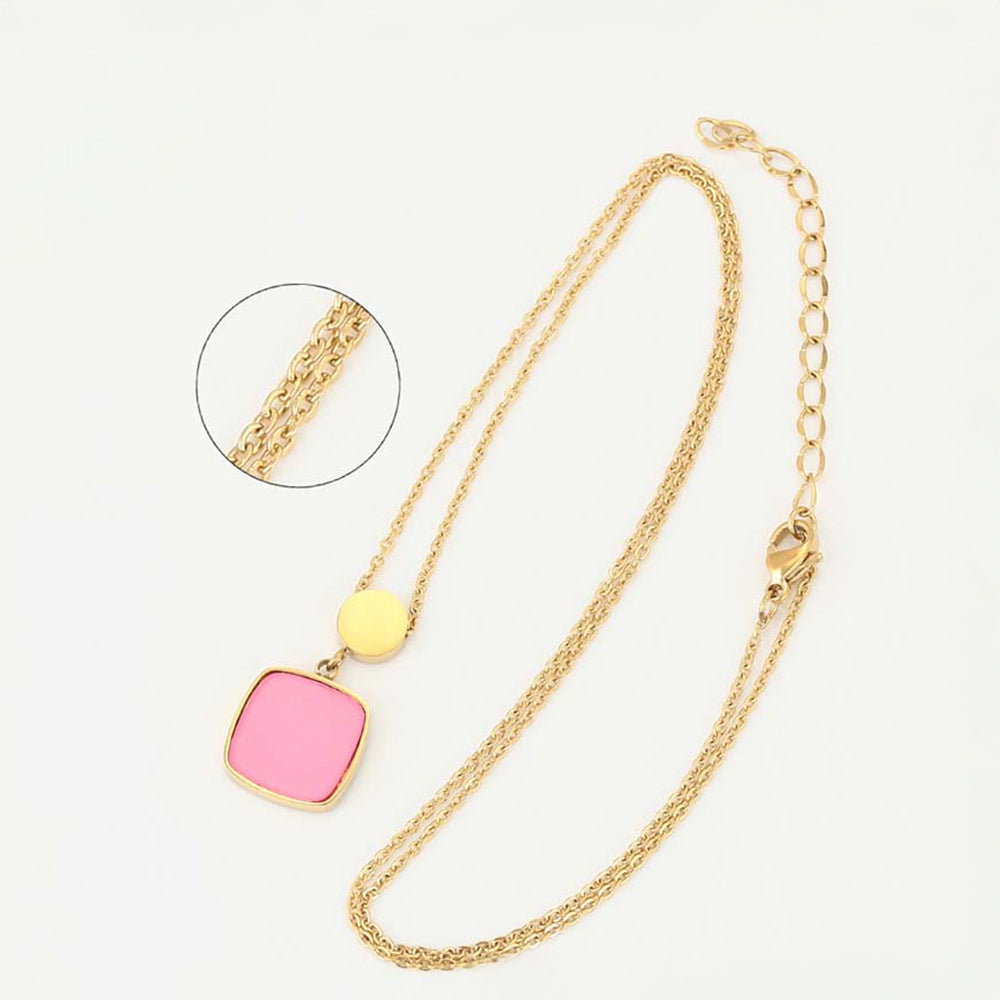 Arany tónusú Emporia Ötvözetű Nyaklánc Rózsaszínű Emporia® Kristállyal 5 