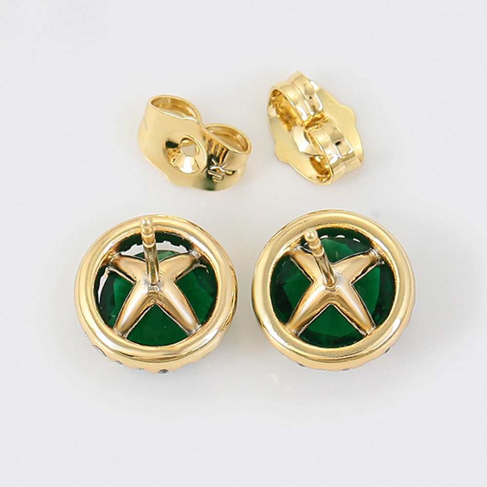 Arany tónusú Emporia Ötvözetű Fülbevaló Zöld Emporia® Kristállyal és Fehér Emporia® Kristállyal