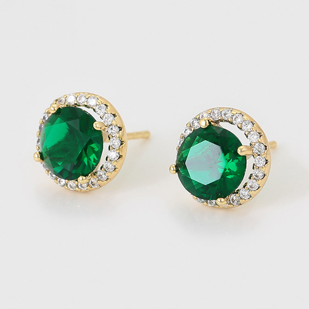 Arany tónusú Emporia Ötvözetű Fülbevaló Zöld Emporia® Kristállyal és Fehér Emporia® Kristállyal 7 