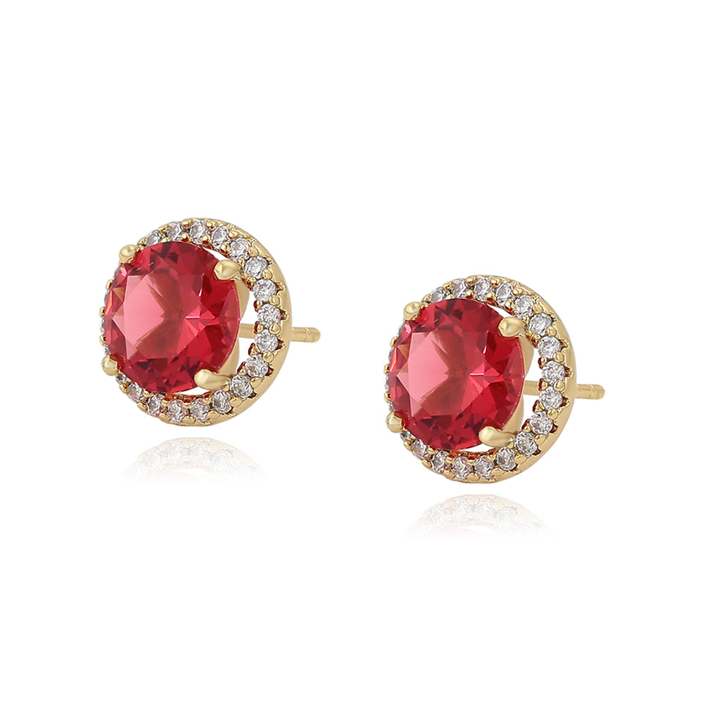 Arany tónusú Emporia Ötvözetű Fülbevaló Vörös Emporia® Kristállyal és Fehér Emporia® Kristállyal