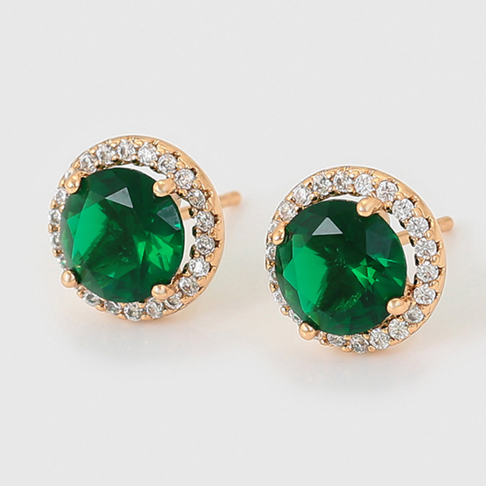 Arany tónusú Emporia Ötvözetű Fülbevaló Zöld Emporia® Kristállyal és Fehér Emporia® Kristállyal