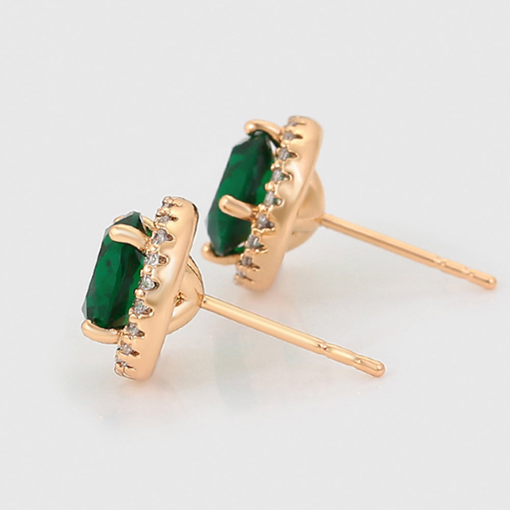 Arany tónusú Emporia Ötvözetű Fülbevaló Zöld Emporia® Kristállyal és Fehér Emporia® Kristállyal 6 