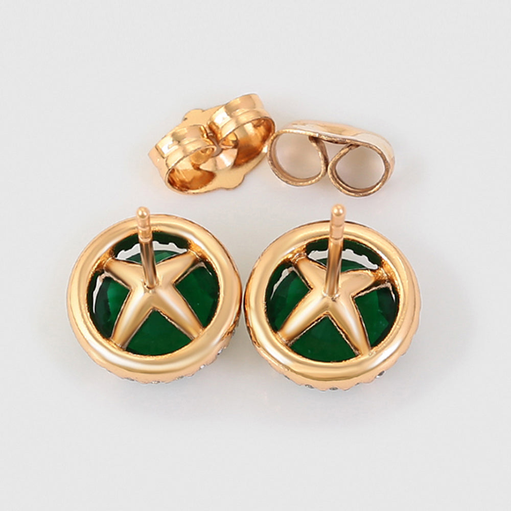 Arany tónusú Emporia Ötvözetű Fülbevaló Zöld Emporia® Kristállyal és Fehér Emporia® Kristállyal 7 