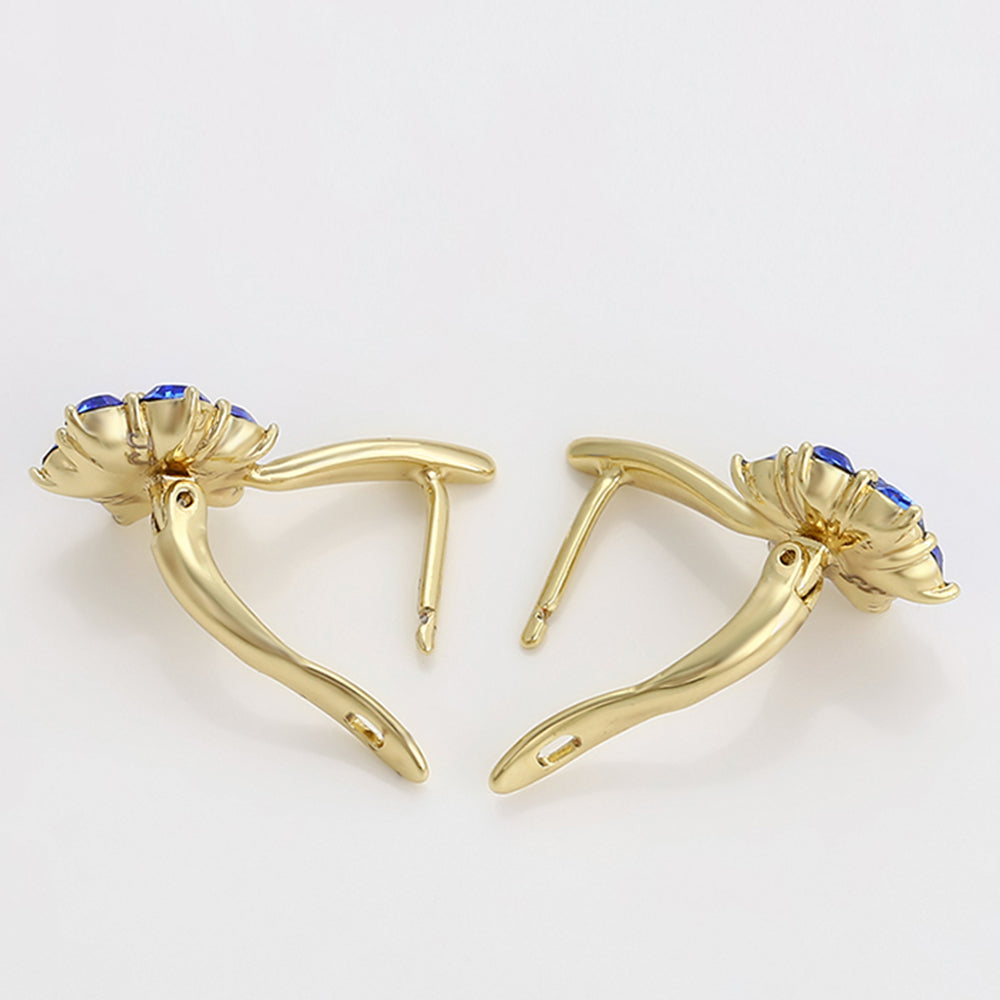 Arany tónusú Emporia Ötvözetű Fülbevaló Kék Emporia® Kristállyal