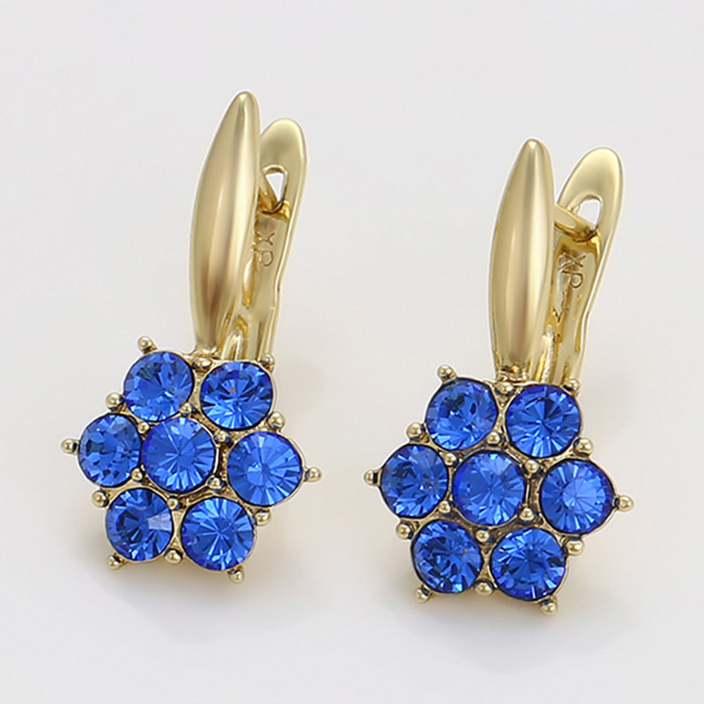 Arany tónusú Emporia Ötvözetű Fülbevaló Kék Emporia® Kristállyal 6 