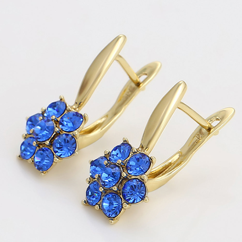 Arany tónusú Emporia Ötvözetű Fülbevaló Kék Emporia® Kristállyal 7 