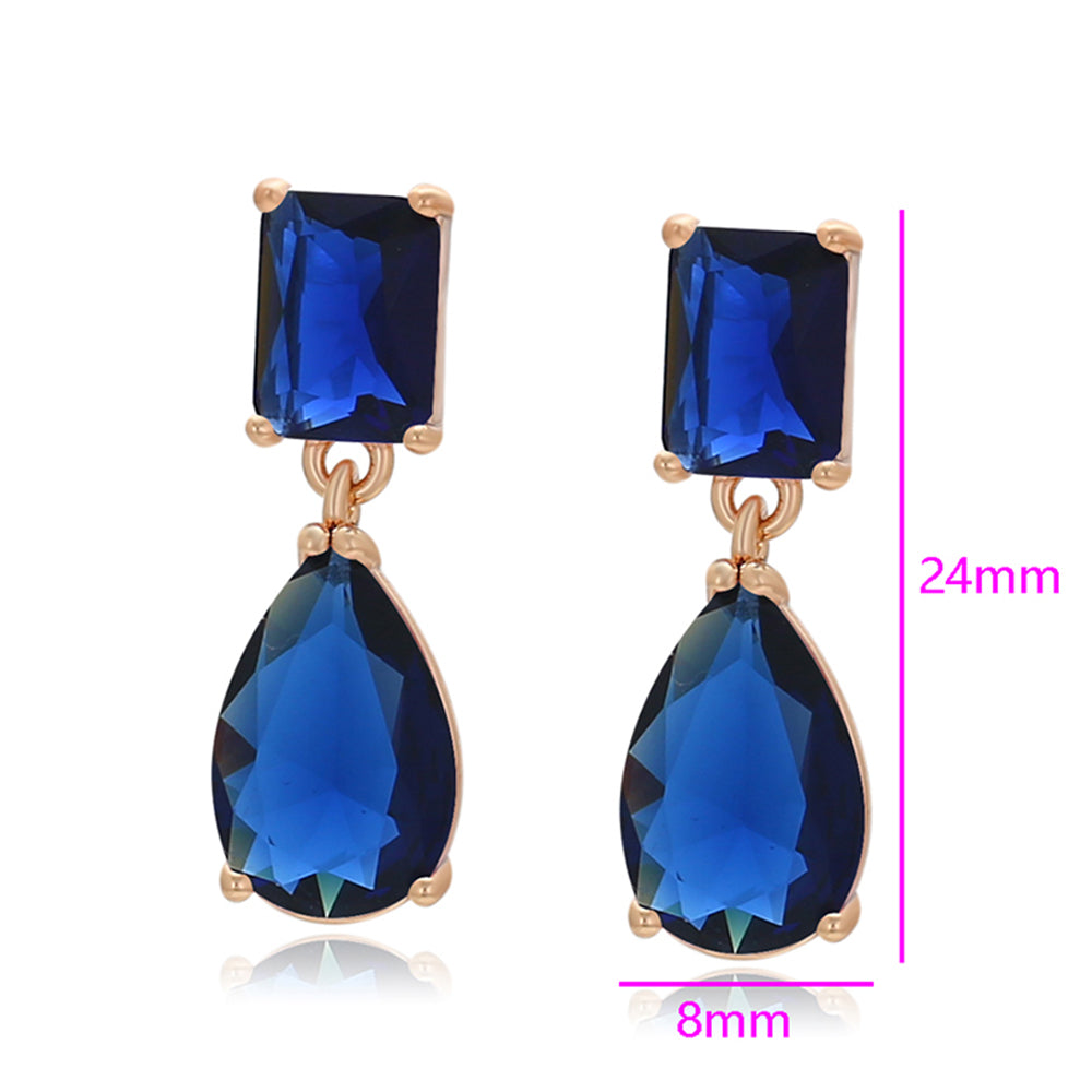 Arany tónusú Emporia Ötvözetű Fülbevaló Kék Emporia® Kristállyal