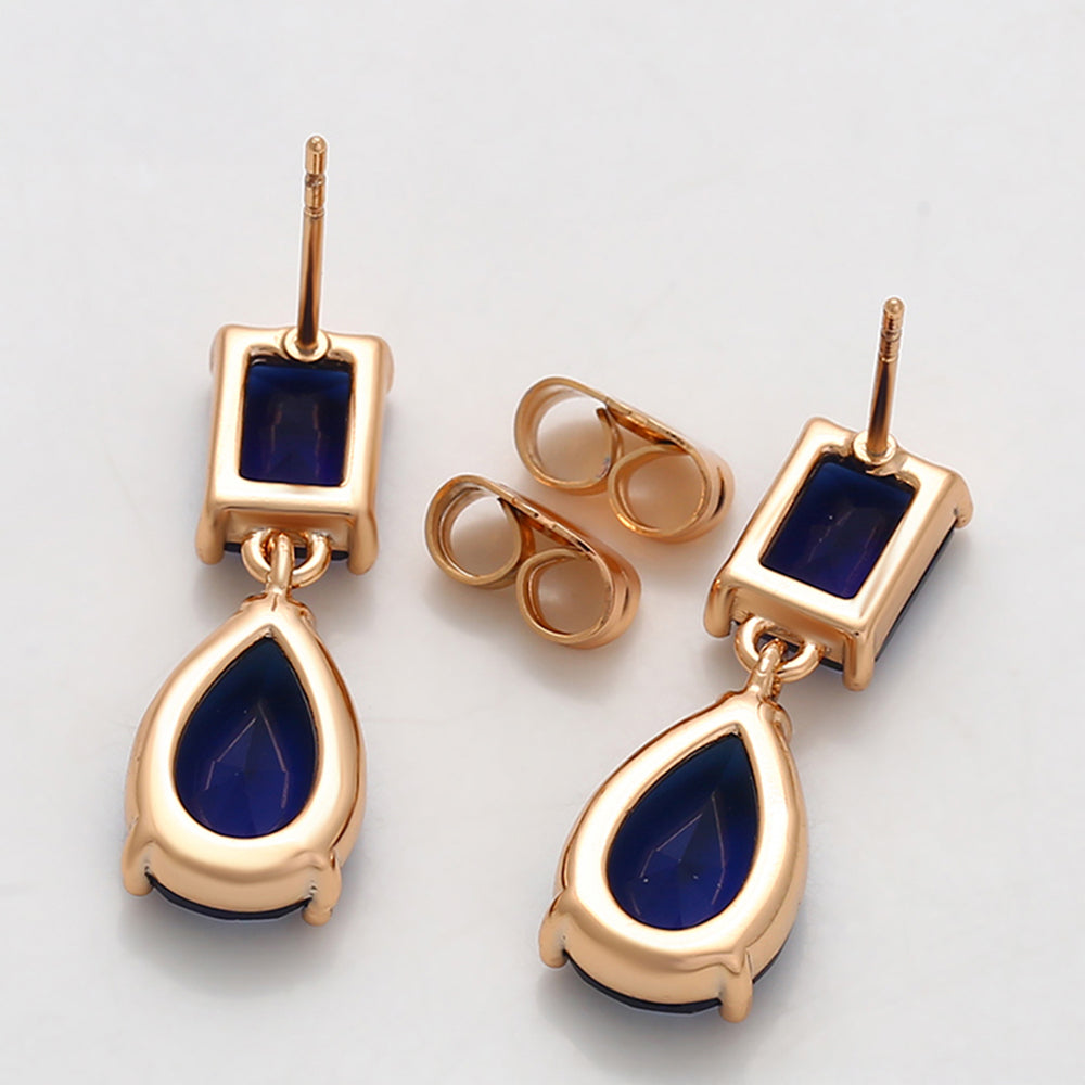 Arany tónusú Emporia Ötvözetű Fülbevaló Kék Emporia® Kristállyal 4 