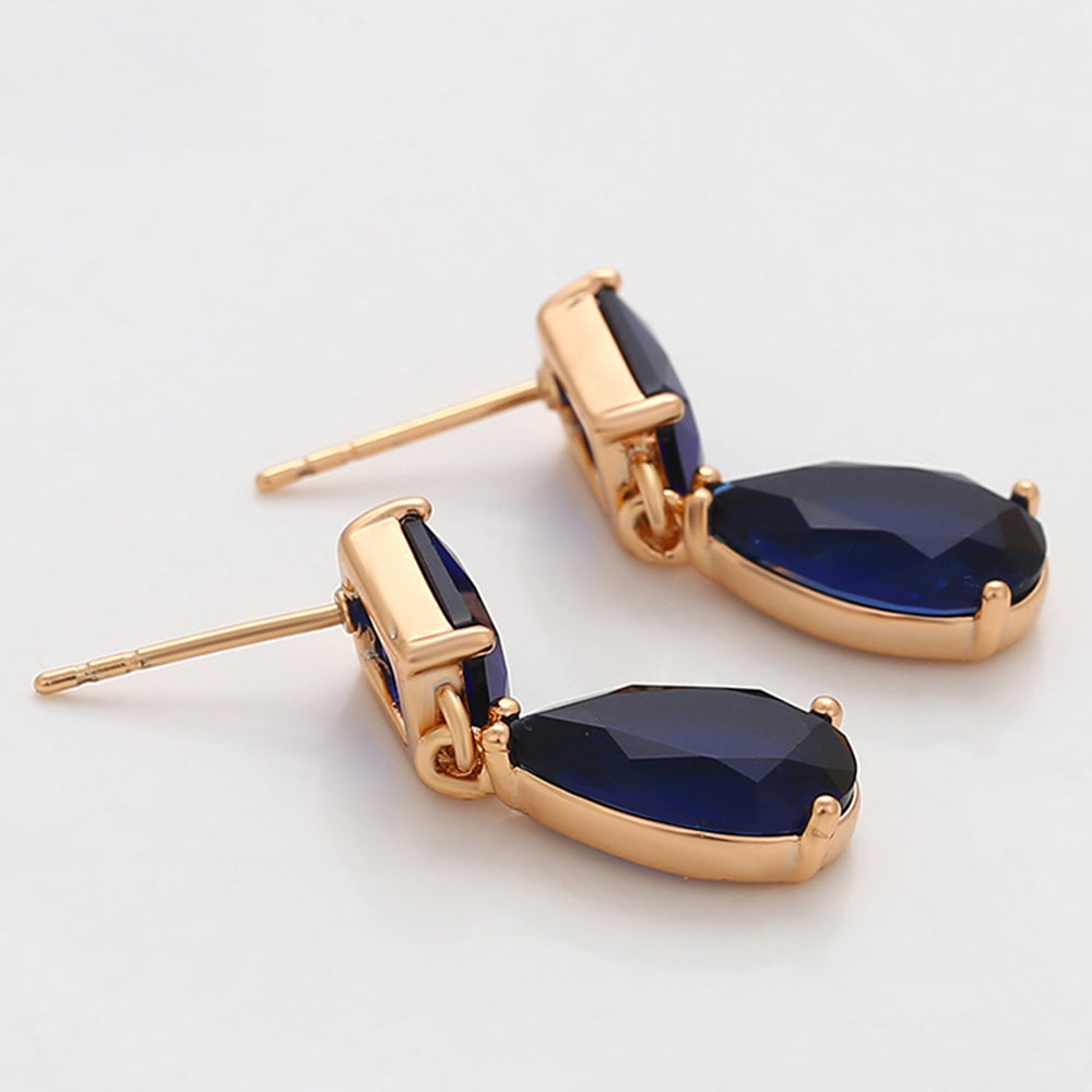 Arany tónusú Emporia Ötvözetű Fülbevaló Kék Emporia® Kristállyal 5 