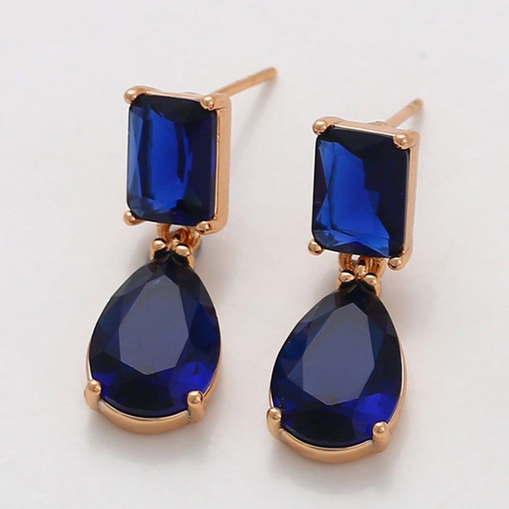 Arany tónusú Emporia Ötvözetű Fülbevaló Kék Emporia® Kristállyal 6 