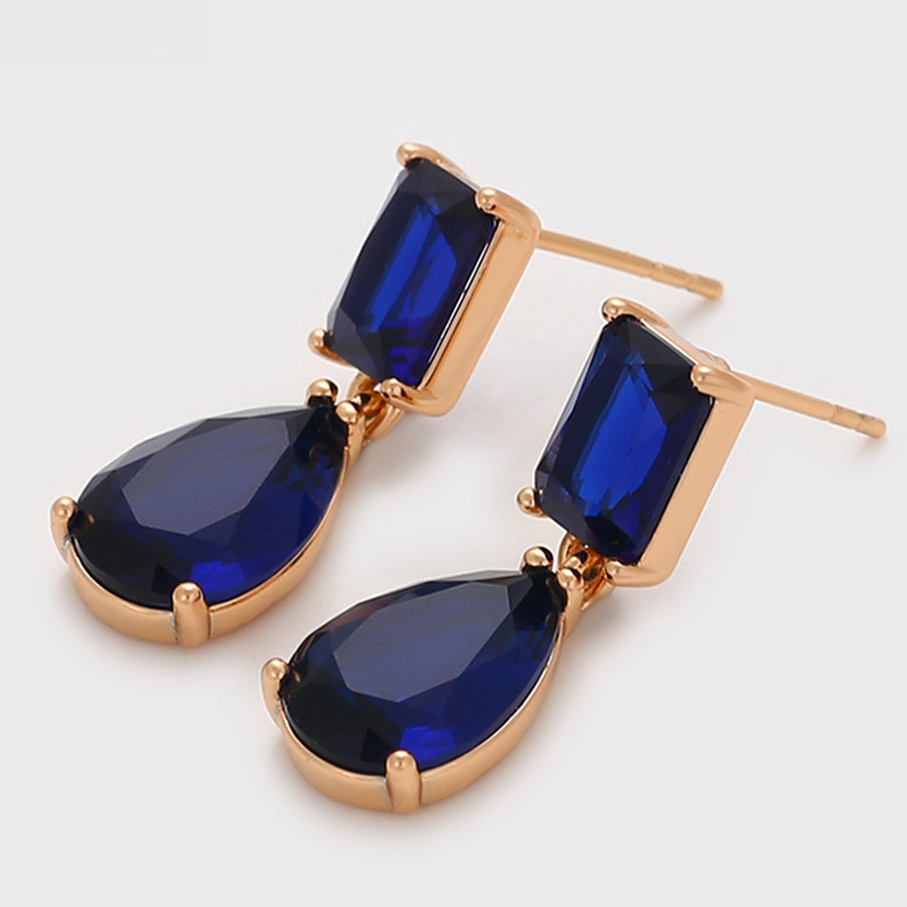 Arany tónusú Emporia Ötvözetű Fülbevaló Kék Emporia® Kristállyal