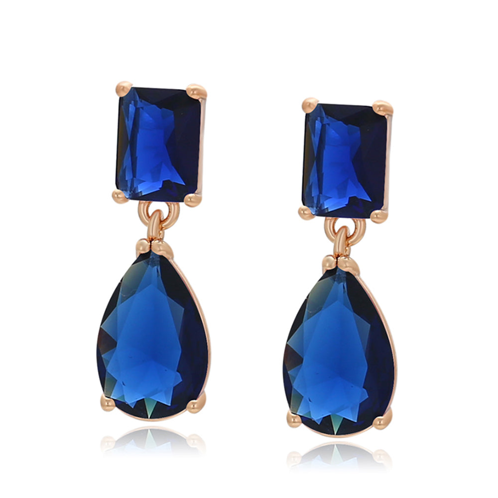 Arany tónusú Emporia Ötvözetű Fülbevaló Kék Emporia® Kristállyal 1 