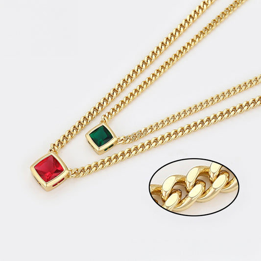 Arany tónusú Emporia Ötvözetű Nyaklánc Vörös Emporia® Kristállyal és Zöld Emporia® Kristállyal