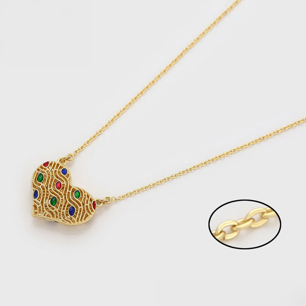 Arany tónusú Emporia Ötvözetű Nyaklánc Vörös Emporia® Kristállyal és Zöld Emporia® Kristállyal 5 