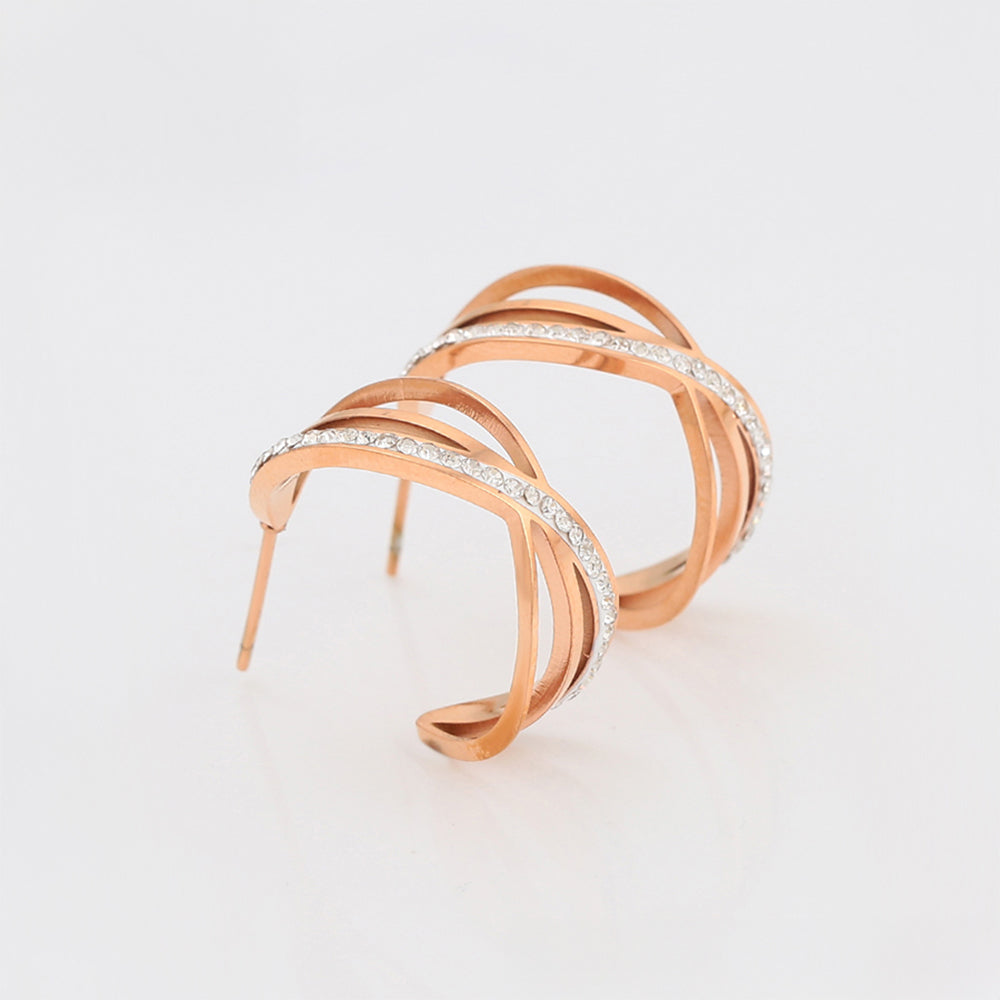 Arany tónusú Emporia Ötvözetű Fülbevaló Fehér Emporia® Kristállyal 4 