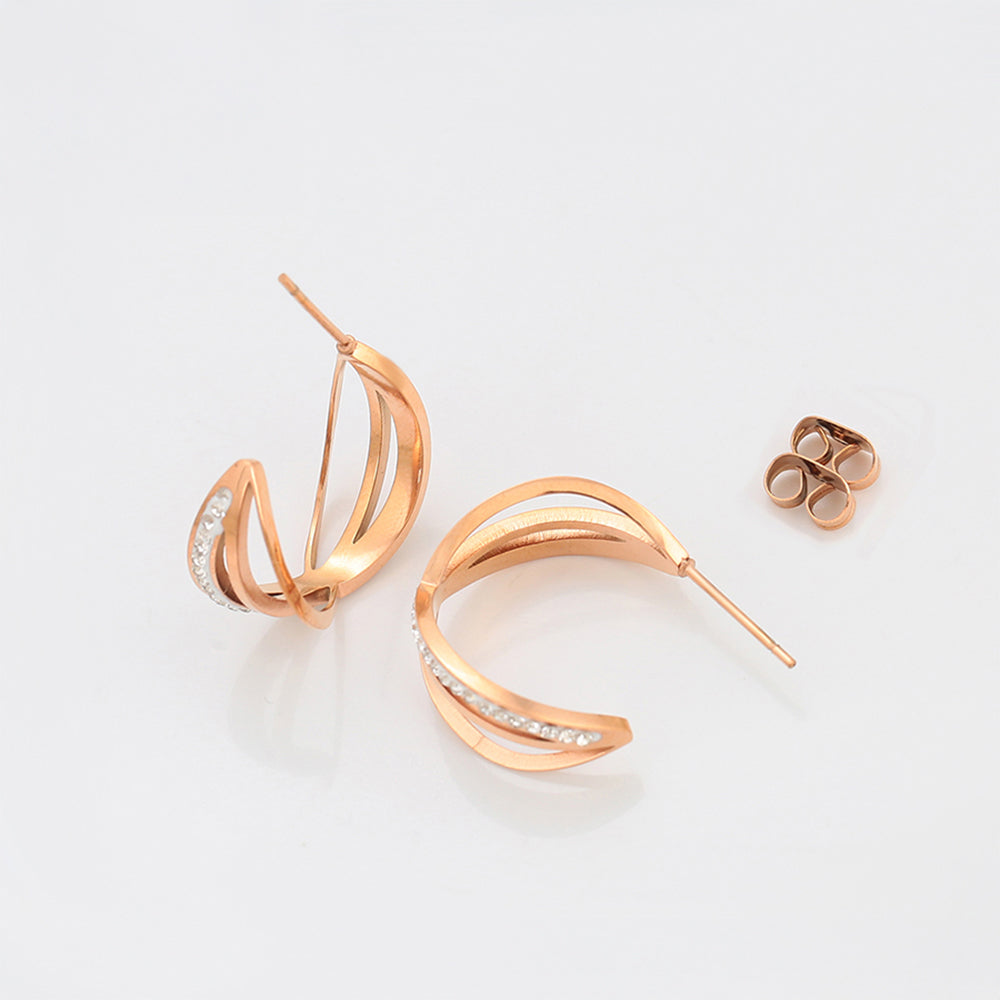 Arany tónusú Emporia Ötvözetű Fülbevaló Fehér Emporia® Kristállyal 6 