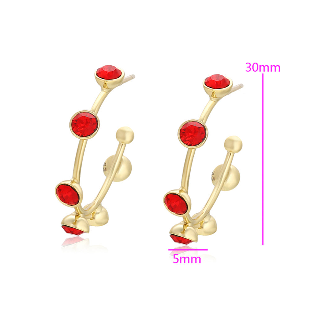 Arany tónusú Emporia Ötvözetű Fülbevaló Vörös Emporia® Kristállyal