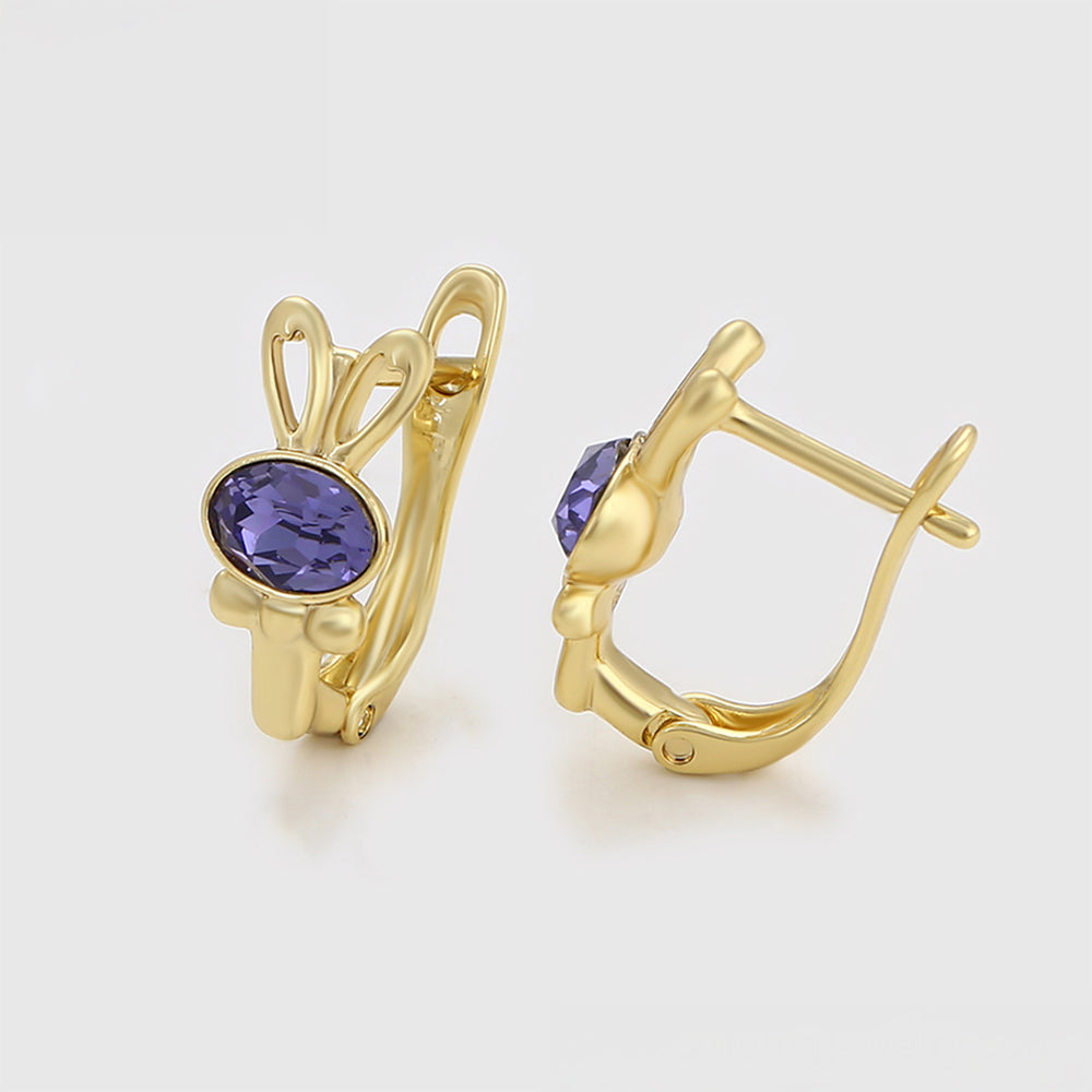 Arany tónusú Emporia Ötvözetű Fülbevaló Lila Emporia® Kristállyal 3 