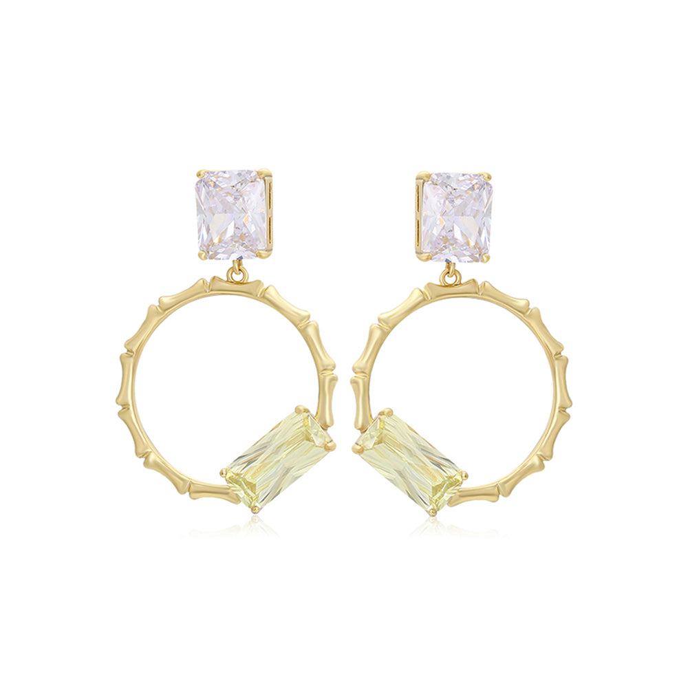 Arany tónusú Emporia Ötvözetű Fülbevaló Zöld Emporia® Kristállyal és Fehér Emporia® Kristállyal 1 