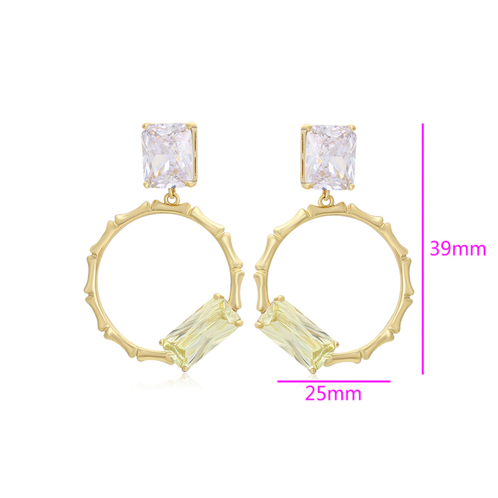 Arany tónusú Emporia Ötvözetű Fülbevaló Zöld Emporia® Kristállyal és Fehér Emporia® Kristállyal