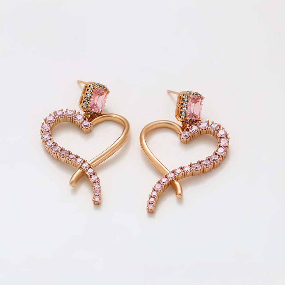 Arany tónusú Emporia Ötvözetű Fülbevaló Rózsaszínű Emporia® Kristállyal 3 