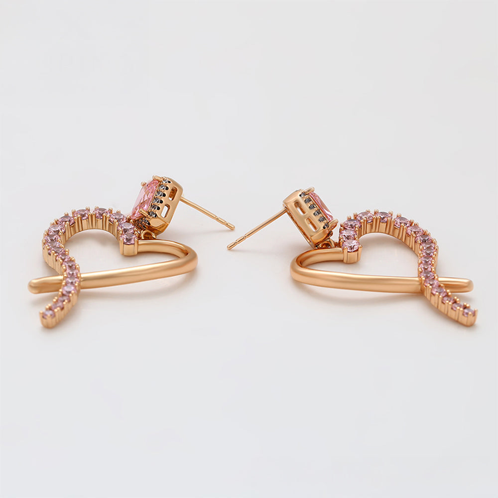 Arany tónusú Emporia Ötvözetű Fülbevaló Rózsaszínű Emporia® Kristállyal 7 