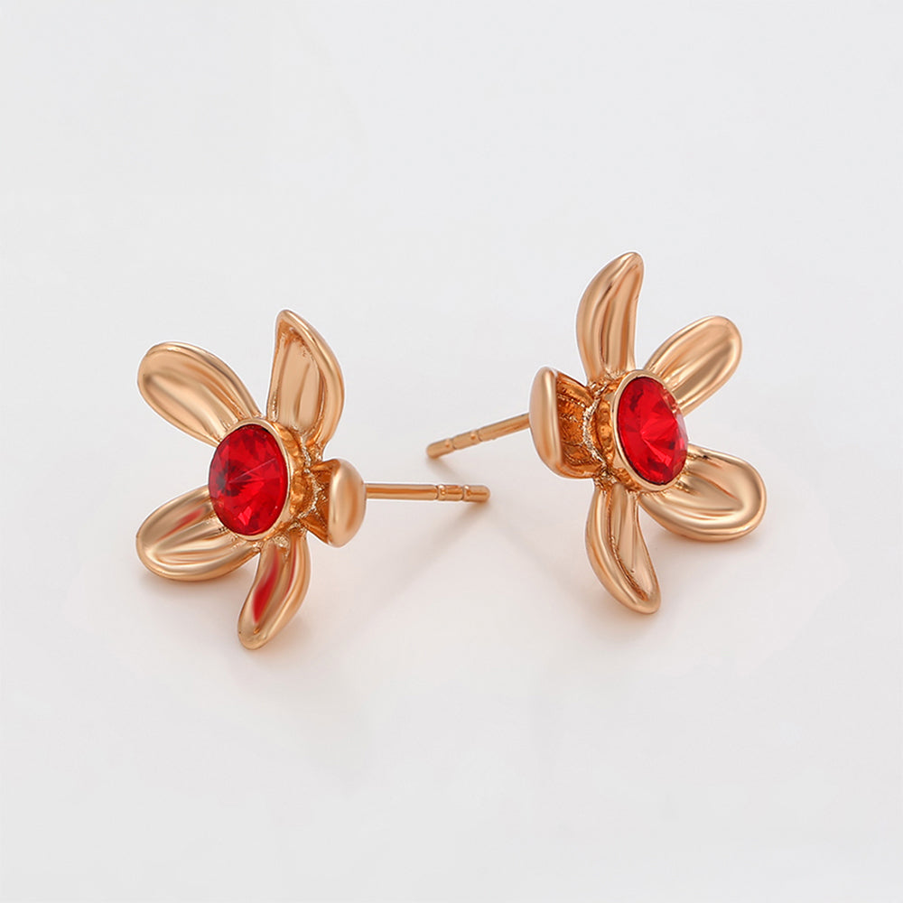 Arany tónusú Emporia Ötvözetű Fülbevaló Vörös Emporia® Kristállyal