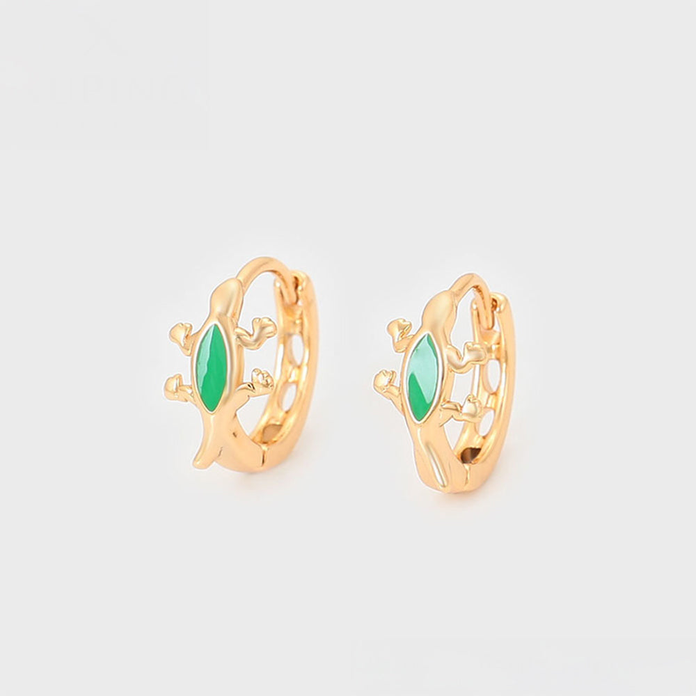 Arany tónusú Emporia Ötvözetű Fülbevaló Zöld Emporia® Kristállyal 3 