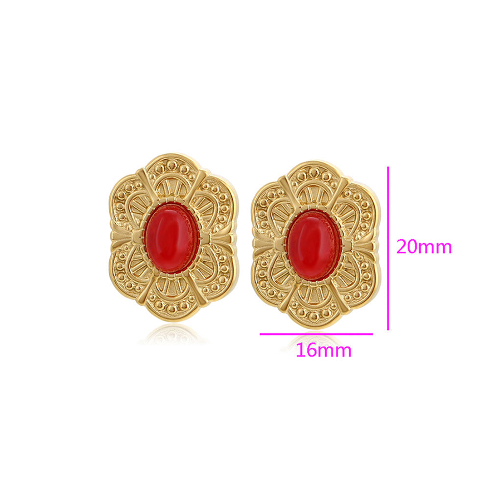 Arany tónusú Emporia Ötvözetű Fülbevaló Vörös Emporia® Kristállyal