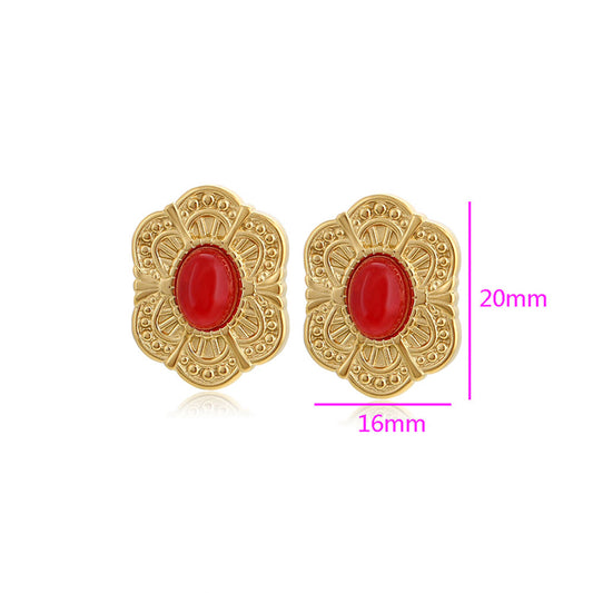 Arany tónusú Emporia Ötvözetű Fülbevaló Vörös Emporia® Kristállyal