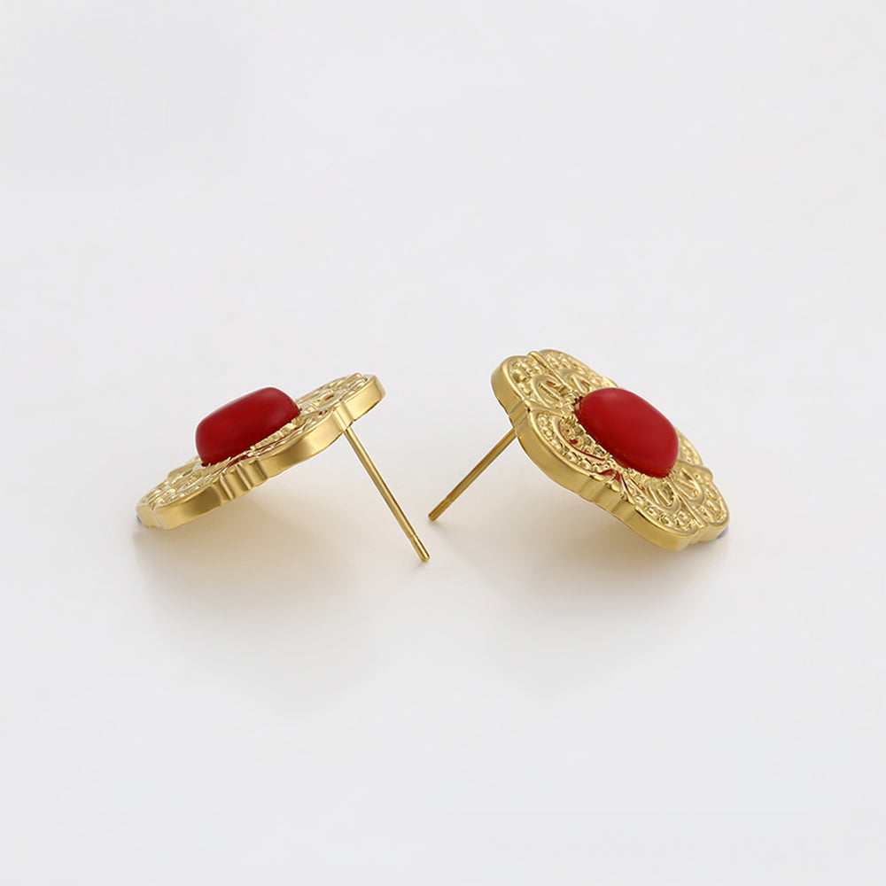 Arany tónusú Emporia Ötvözetű Fülbevaló Vörös Emporia® Kristállyal