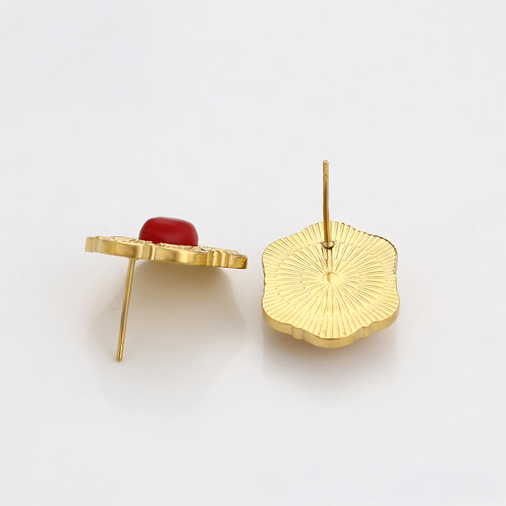 Arany tónusú Emporia Ötvözetű Fülbevaló Vörös Emporia® Kristállyal