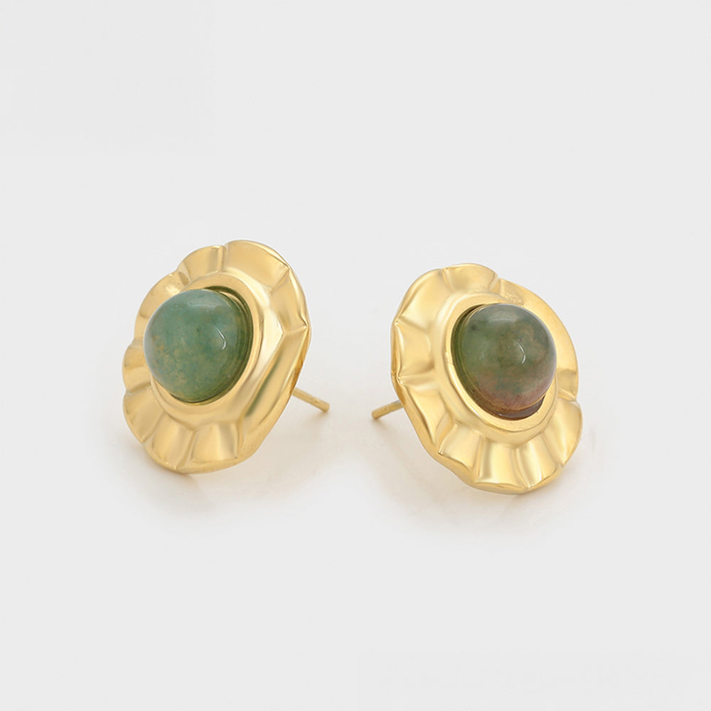 Arany tónusú Emporia Ötvözetű Fülbevaló Zöld Emporia® Kristállyal 4 