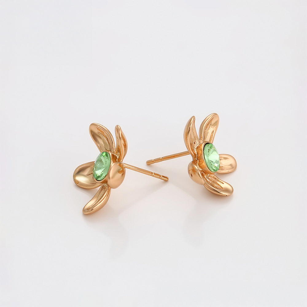 Arany tónusú Emporia Ötvözetű Fülbevaló Kék Emporia® Kristállyal 5 