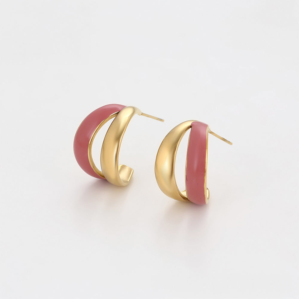 Arany tónusú Emporia Ötvözetű Fülbevaló Tűzzománccal