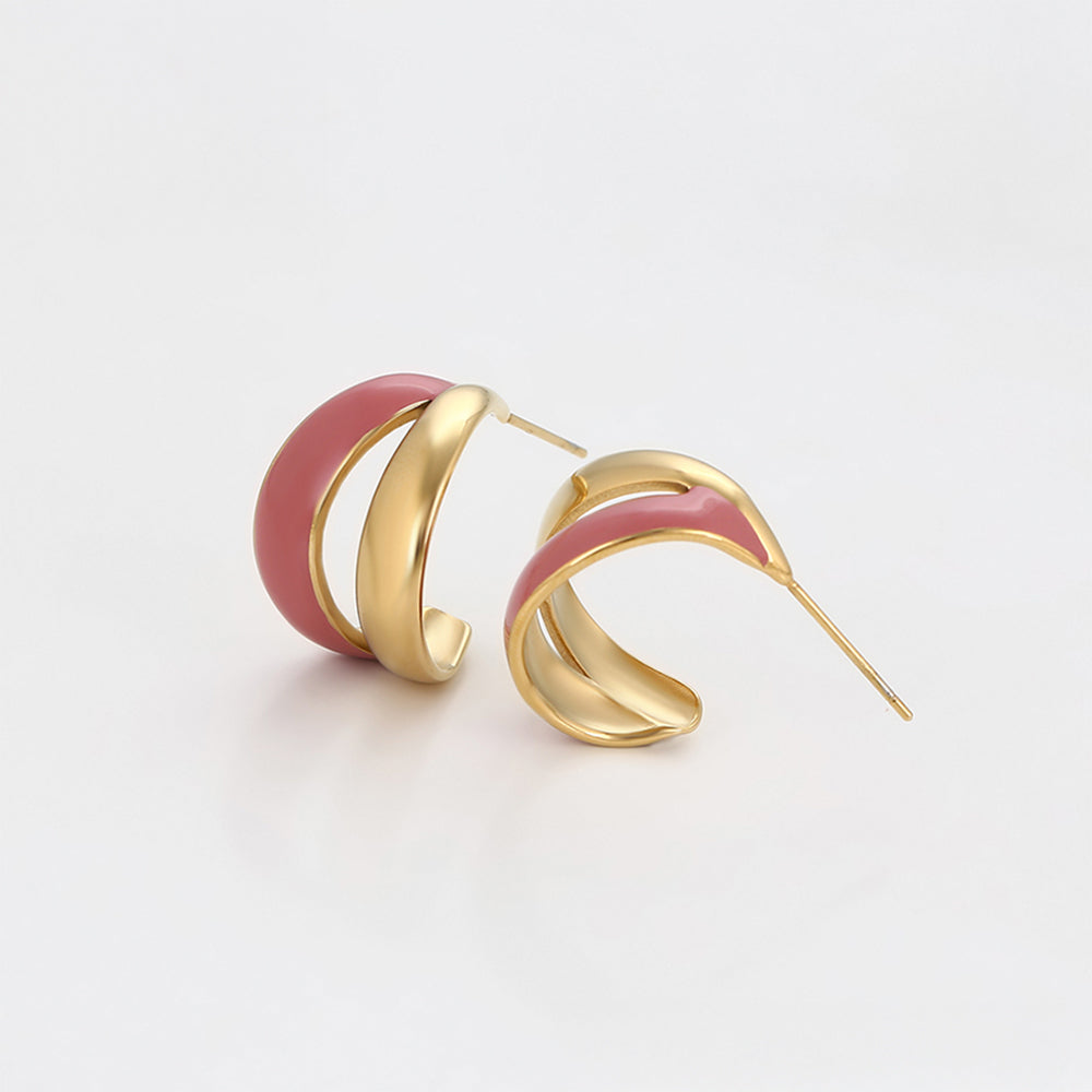 Arany tónusú Emporia Ötvözetű Fülbevaló Tűzzománccal 6 