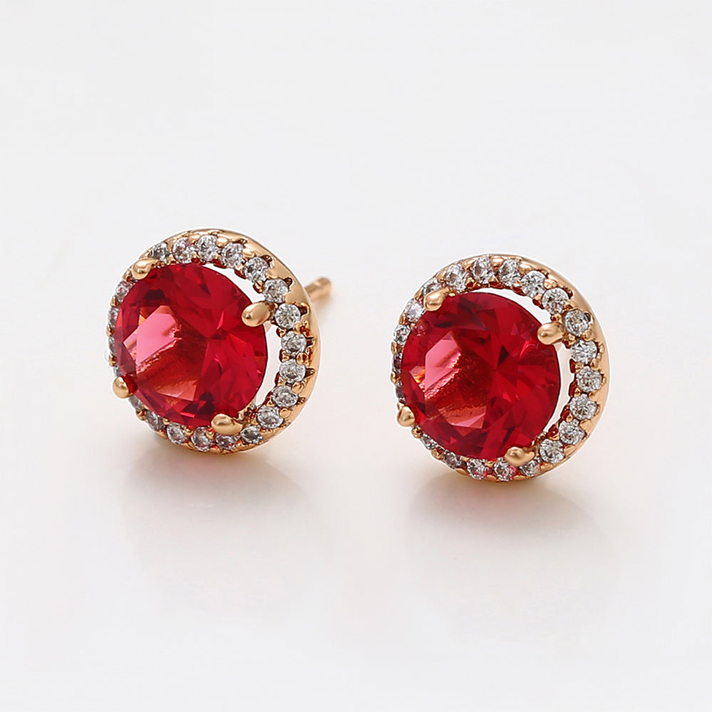 Arany tónusú Emporia Ötvözetű Fülbevaló Vörös Emporia® Kristállyal és Fehér Emporia® Kristállyal 3 