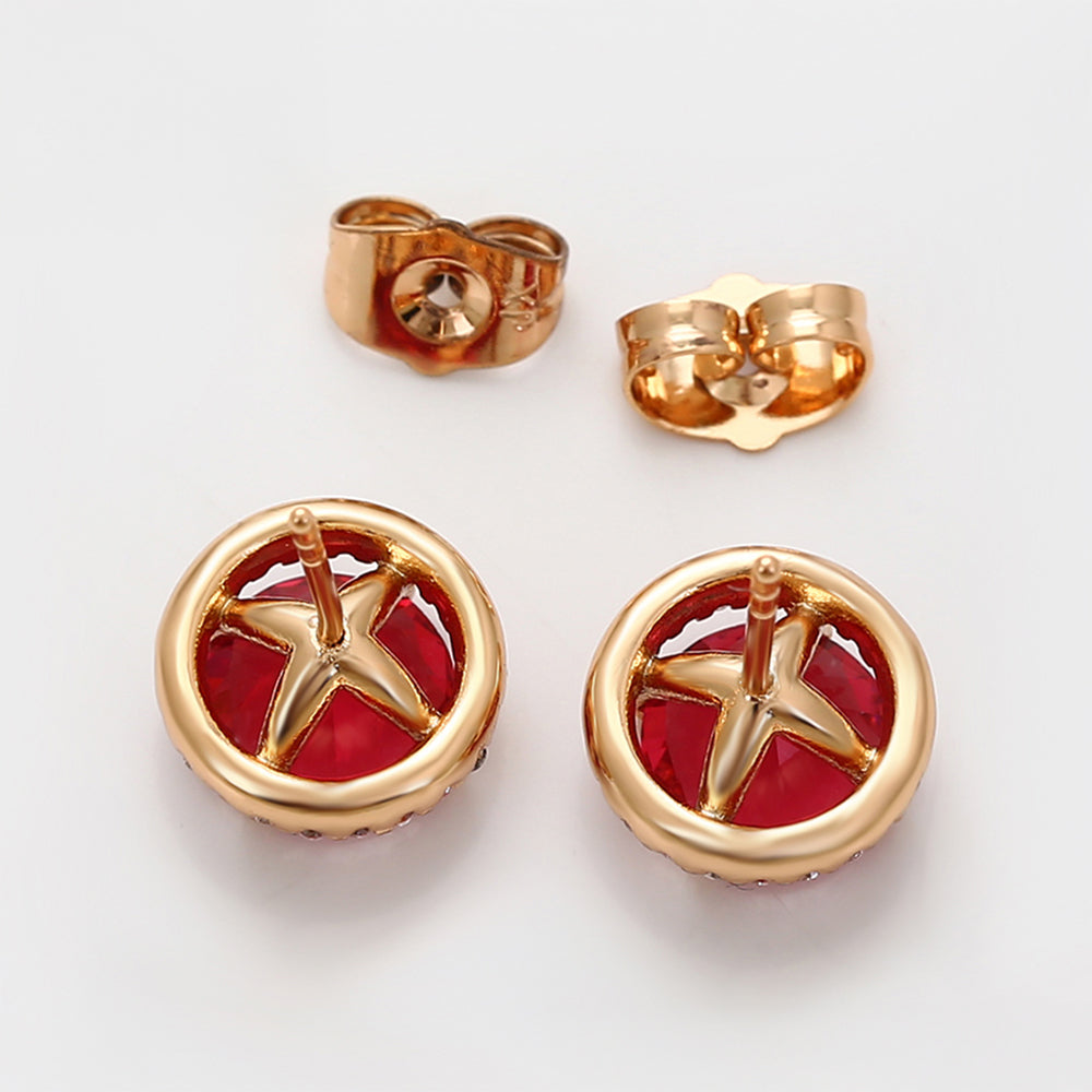 Arany tónusú Emporia Ötvözetű Fülbevaló Vörös Emporia® Kristállyal és Fehér Emporia® Kristállyal