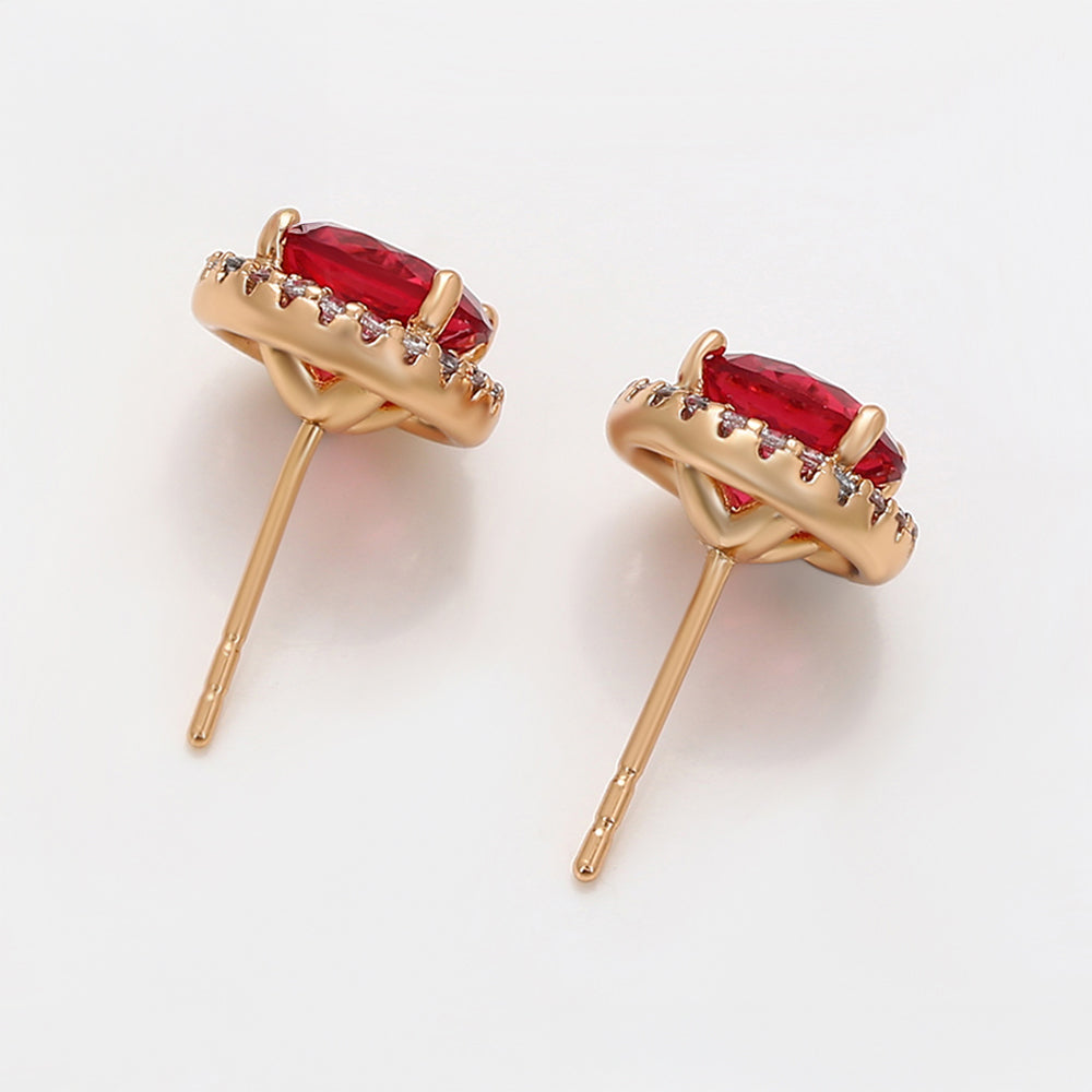 Arany tónusú Emporia Ötvözetű Fülbevaló Vörös Emporia® Kristállyal és Fehér Emporia® Kristállyal