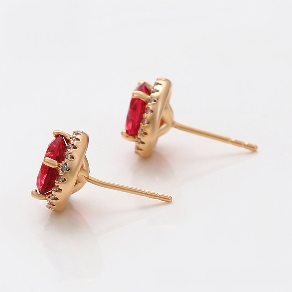 Arany tónusú Emporia Ötvözetű Fülbevaló Vörös Emporia® Kristállyal és Fehér Emporia® Kristállyal