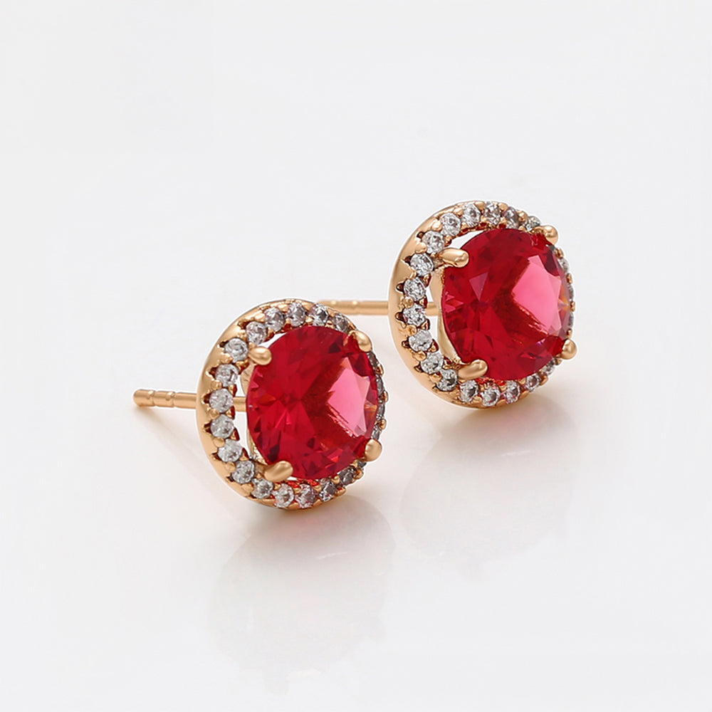 Arany tónusú Emporia Ötvözetű Fülbevaló Vörös Emporia® Kristállyal és Fehér Emporia® Kristállyal