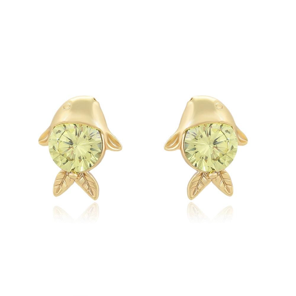 Arany tónusú Emporia Ötvözetű Fülbevaló Zöld Emporia® Kristállyal