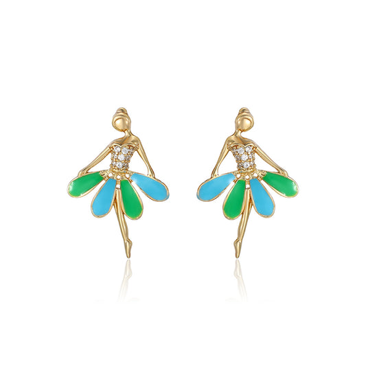 Arany tónusú Emporia Ötvözetű Fülbevaló Tűzzománccal és Fehér Emporia® Kristállyal