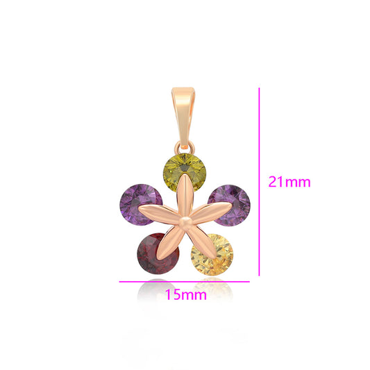 Arany tónusú Emporia Ötvözetű Medál Zöld Emporia® Kristállyal és Lila Emporia® Kristállyal