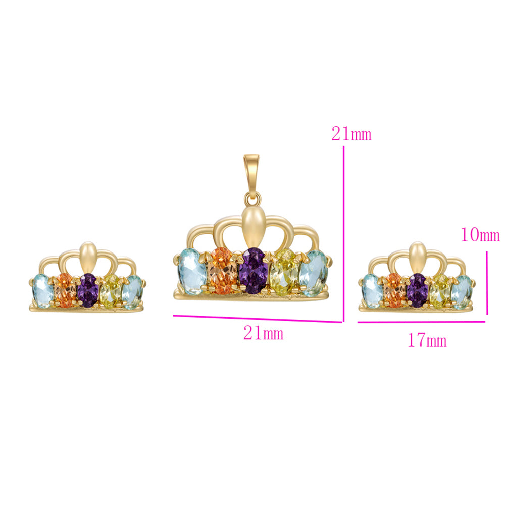 Arany tónusú Emporia Ötvözetű Szett Lila Emporia® Kristállyal és Sárga Emporia® Kristállyal ( Fülbevaló+Medál ) 2 