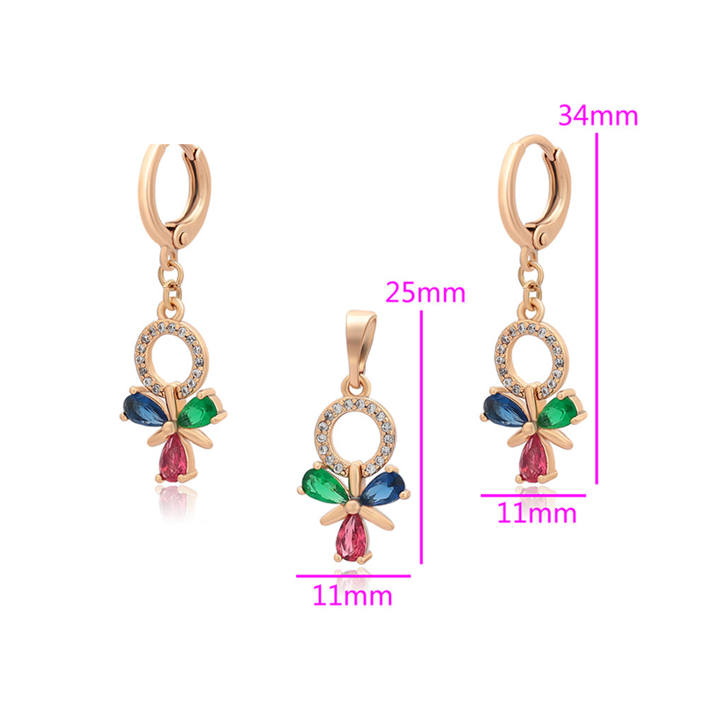 Arany tónusú Emporia Ötvözetű Szett Vörös Emporia® Kristállyal és Zöld Emporia® Kristállyal ( Fülbevaló+Medál ) 6 